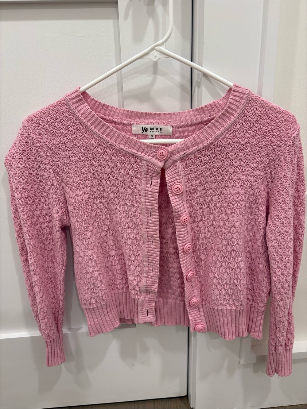Ye MAK Pink Textured Button-Front Cardigan